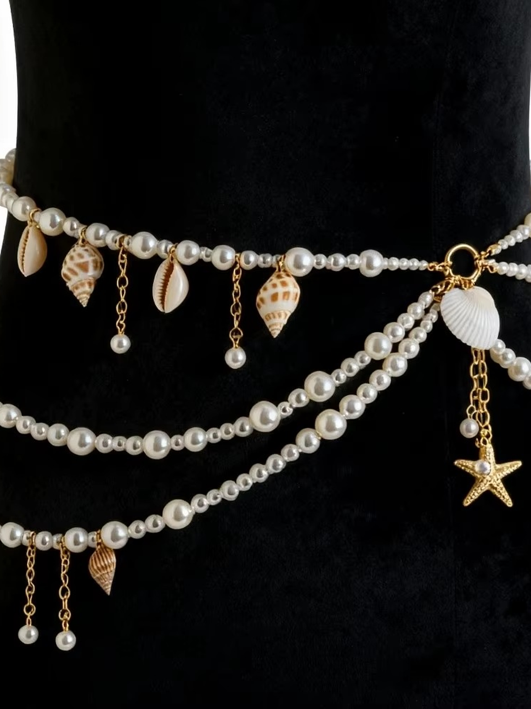 ARIEL Cinturon estilo marino con conchas y perlas 5