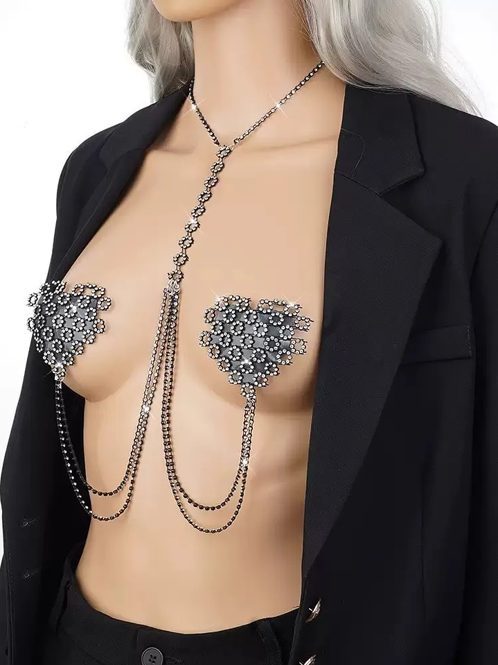 KERZY CADENA DE PECHO CORAZONES Y DIAMANTES 2