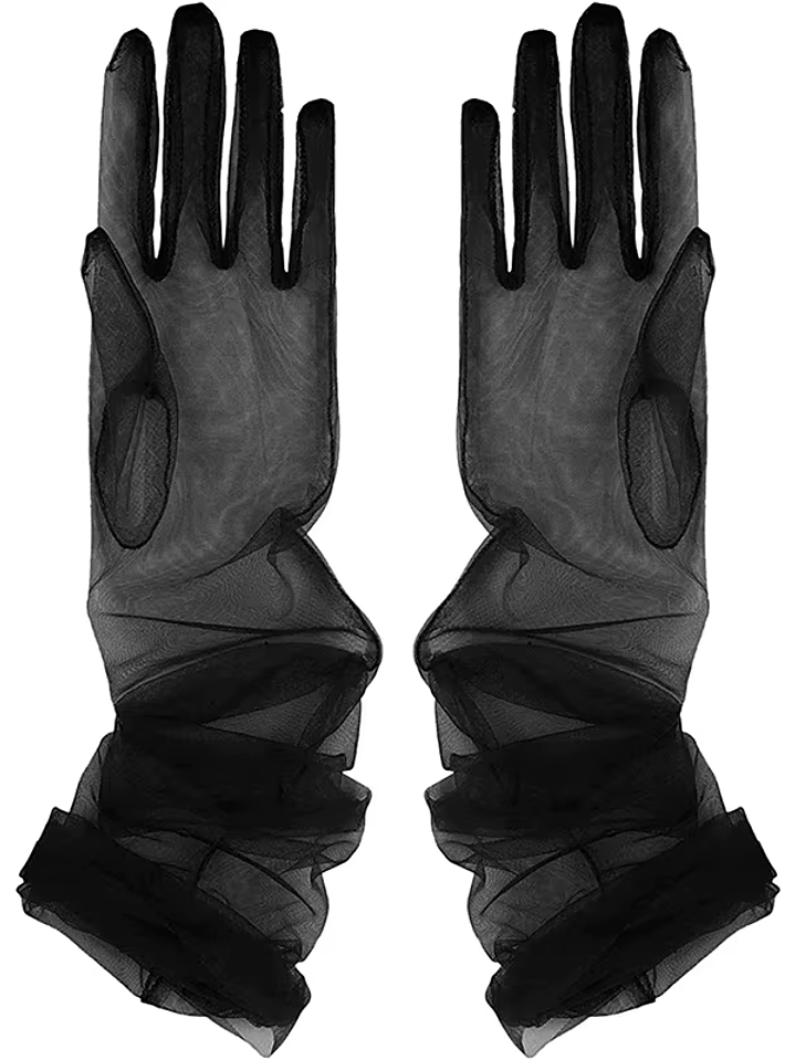 MILA GUANTES LARGOS DE TULL ROJO Y NEGRO 7