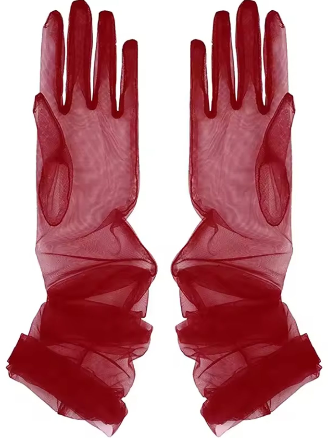 MILA GUANTES LARGOS DE TULL ROJO Y NEGRO 8