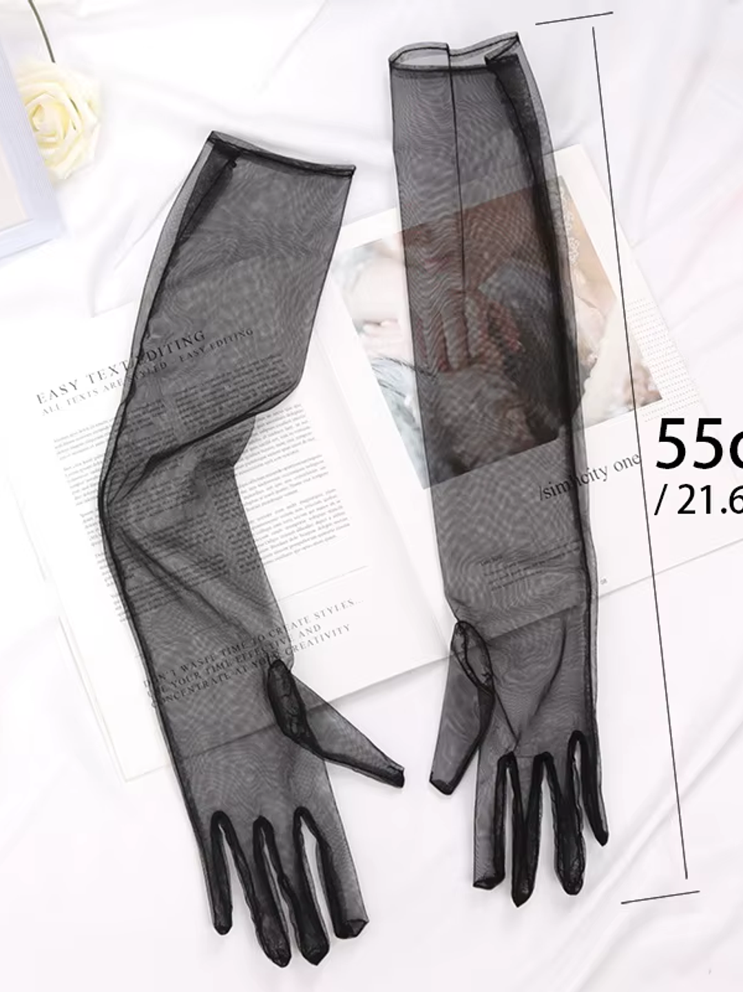 MILA GUANTES LARGOS DE TULL ROJO Y NEGRO 10