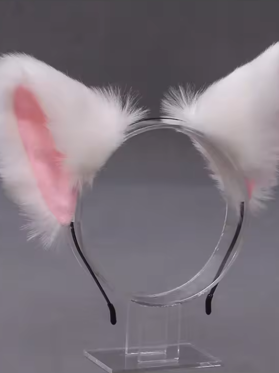 DIADEMA OREJA DE ZORRITO BLANCO CON ROSADO 1