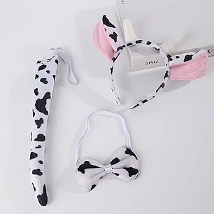 Set Orejtas Cuernitos de Vaca con Cola Y Lazo Liz