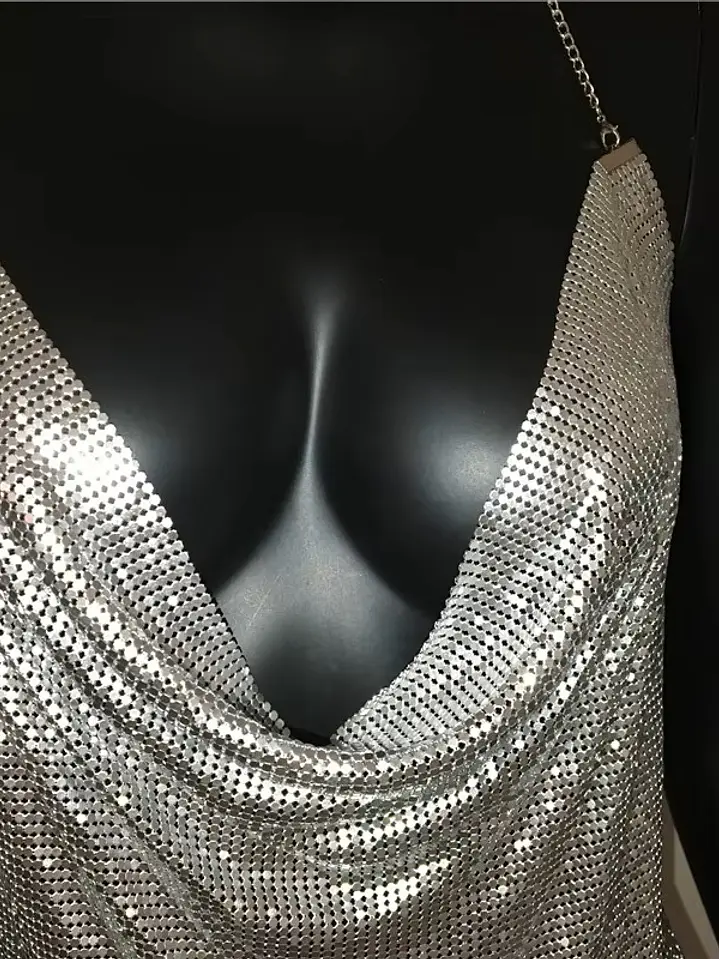  VESTIDO SEXY DE NOCHE LENTEGUELA METALICO BRILLANTE  - AFRODITA 3