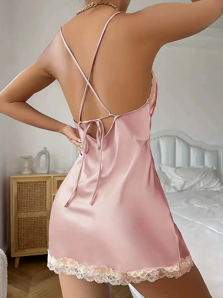 VESTIDO PIJAMA CON DETALLES DE ENCAJE SENSACIÓN NOTURNA - ADINA  4