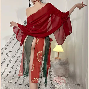 CONJUNTO VESTIDO CHINO HANFU TRANSPARENTE _ ASMARA FLEX 