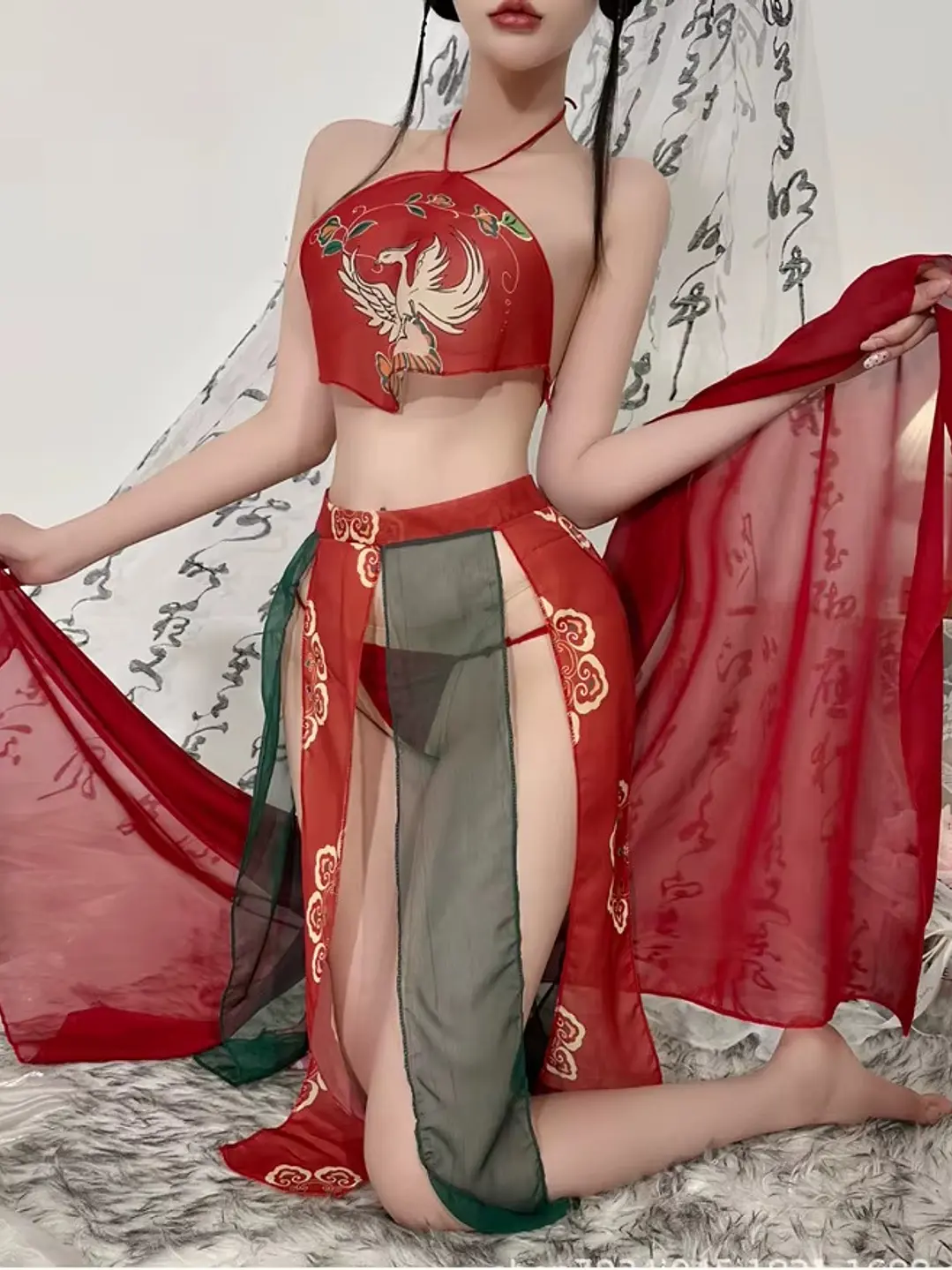 CONJUNTO VESTIDO CHINO HANFU TRANSPARENTE _ ASMARA FLEX  2