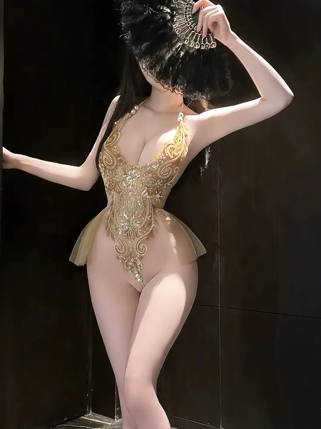 BODY LENTEJUELAS TRANSPARENTE DORADO CHAMPAN-SOFY  4