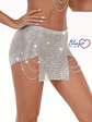 MINI FALDA METALICO SEXI FIESTERO ABIERTO EN LAS PIERNAS CON CADENA - GIA - Miniatura 5
