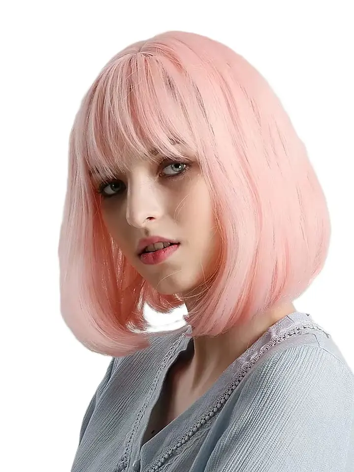 ✨ Peluca Rosa Pastel Corte Bob Ondulado | Look Kawaii, Cosplay y Moda 1