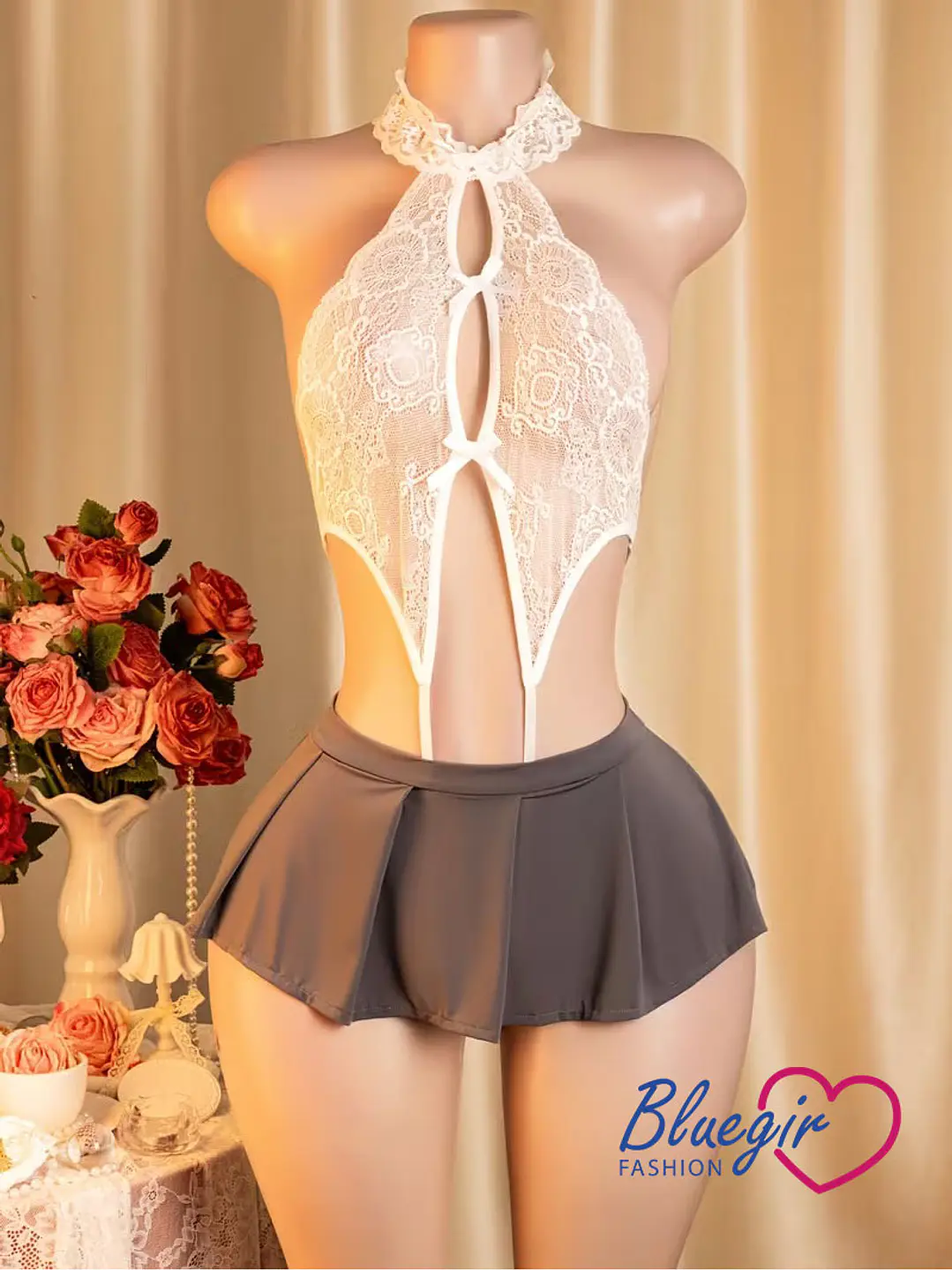 CONJUNTO JUEGO DE ROLES SEXI CON ENCAJE NATHY  2