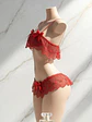  CONJUNTO DE ENCAJE EROTICO CON LAZOS ROJOS LUZMILA - Miniatura 1