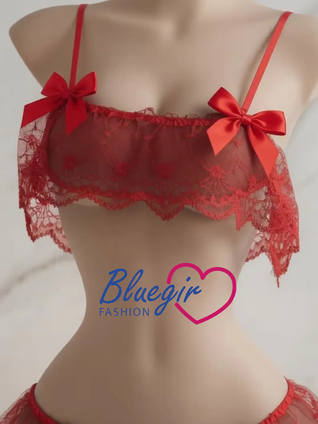 CONJUNTO DE ENCAJE EROTICO CON LAZOS ROJOS LUZMILA 2