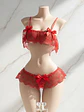  CONJUNTO DE ENCAJE EROTICO CON LAZOS ROJOS LUZMILA - Miniatura 3