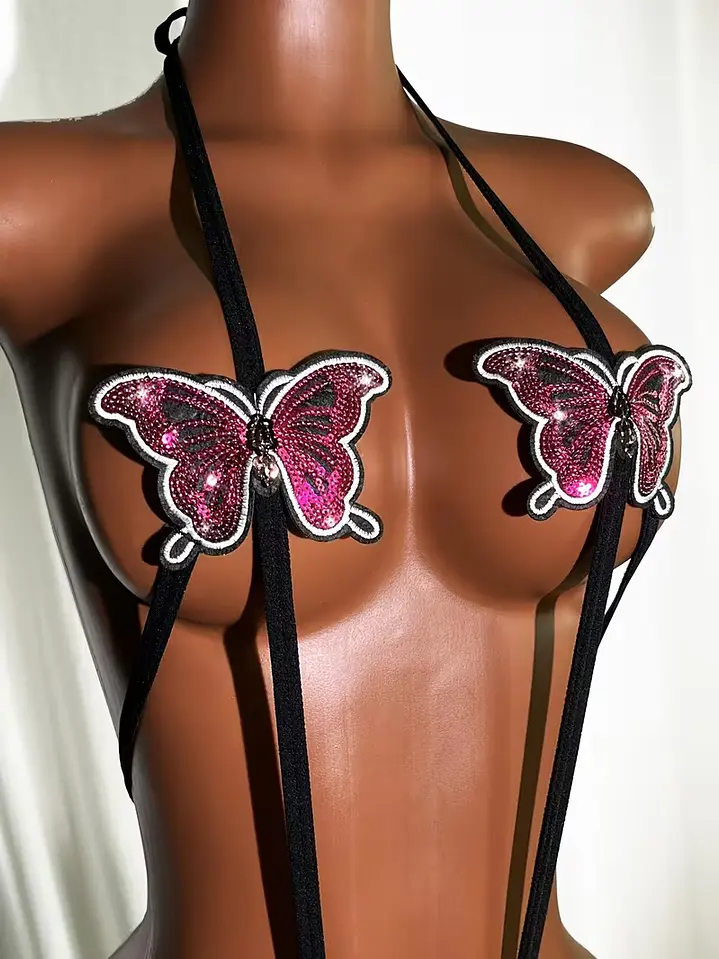 BODY DE TIRAS SEXY CON MARIPOSA LENTEJUELAS EN PECHO YARELI 2