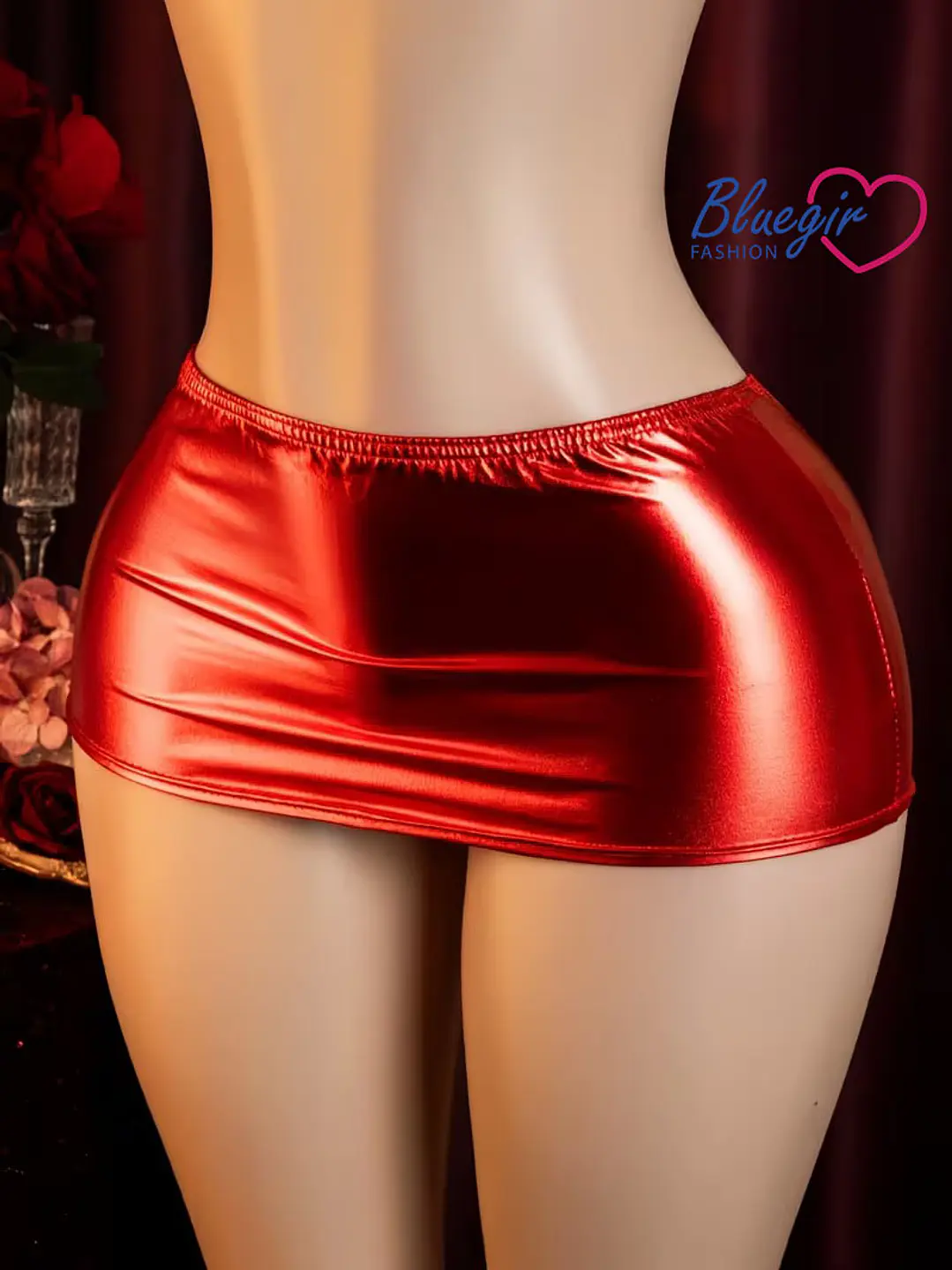 Mini falda de latex ajustable Fashion Brillante Maca 1