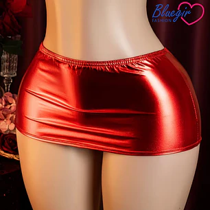 Mini falda de latex ajustable Fashion Brillante Maca