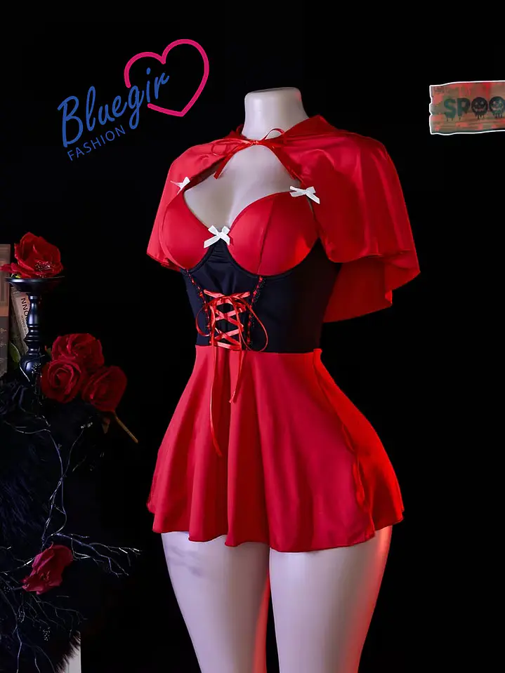 🔥 Disfraz Caperucita Roja Sexy conjunto cosplay Dulce y Atrevida Greta🍎 1