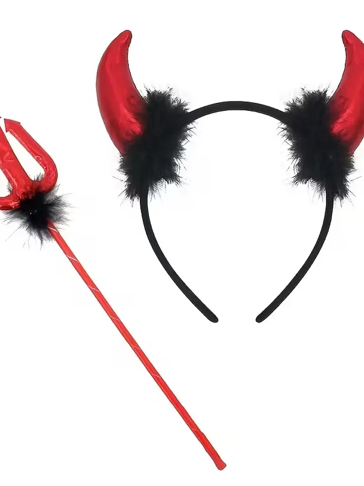 😈DUO DE ACCESORIOS DIABLITA TRIDENTE + DIADEMA 🔱 DEVIL 3