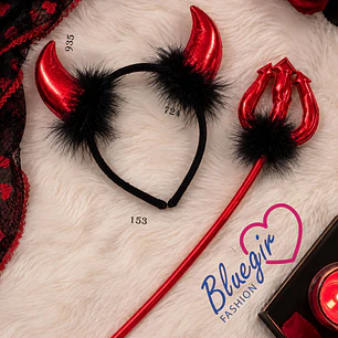 😈DUO DE ACCESORIOS DIABLITA TRIDENTE + DIADEMA 🔱 DEVIL