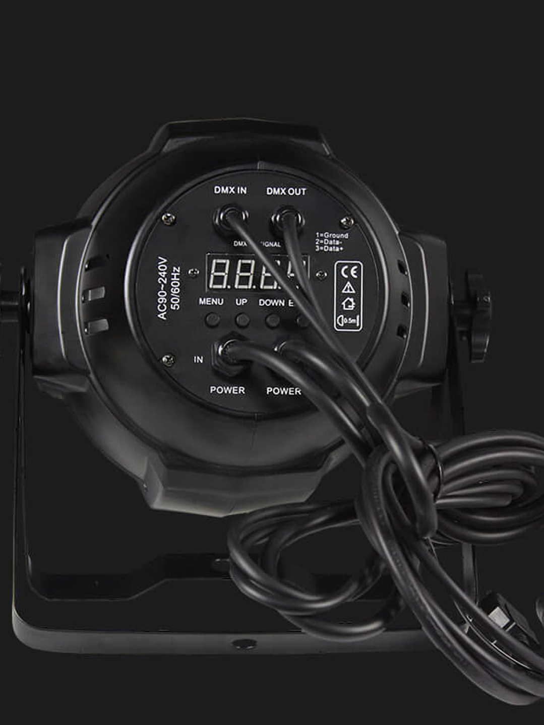 Foco con una potencia de 200W.  4 en 1 par light, 1670 K colores, diseño portátil y duradero.                            4