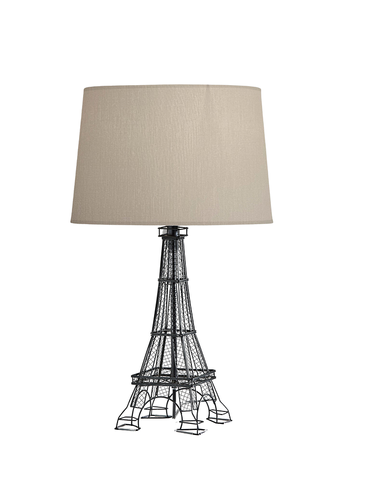 Lámpara de mesa de escritorio París de acrílico negro de 25 pulgadas con pantalla de tambor blanca 6