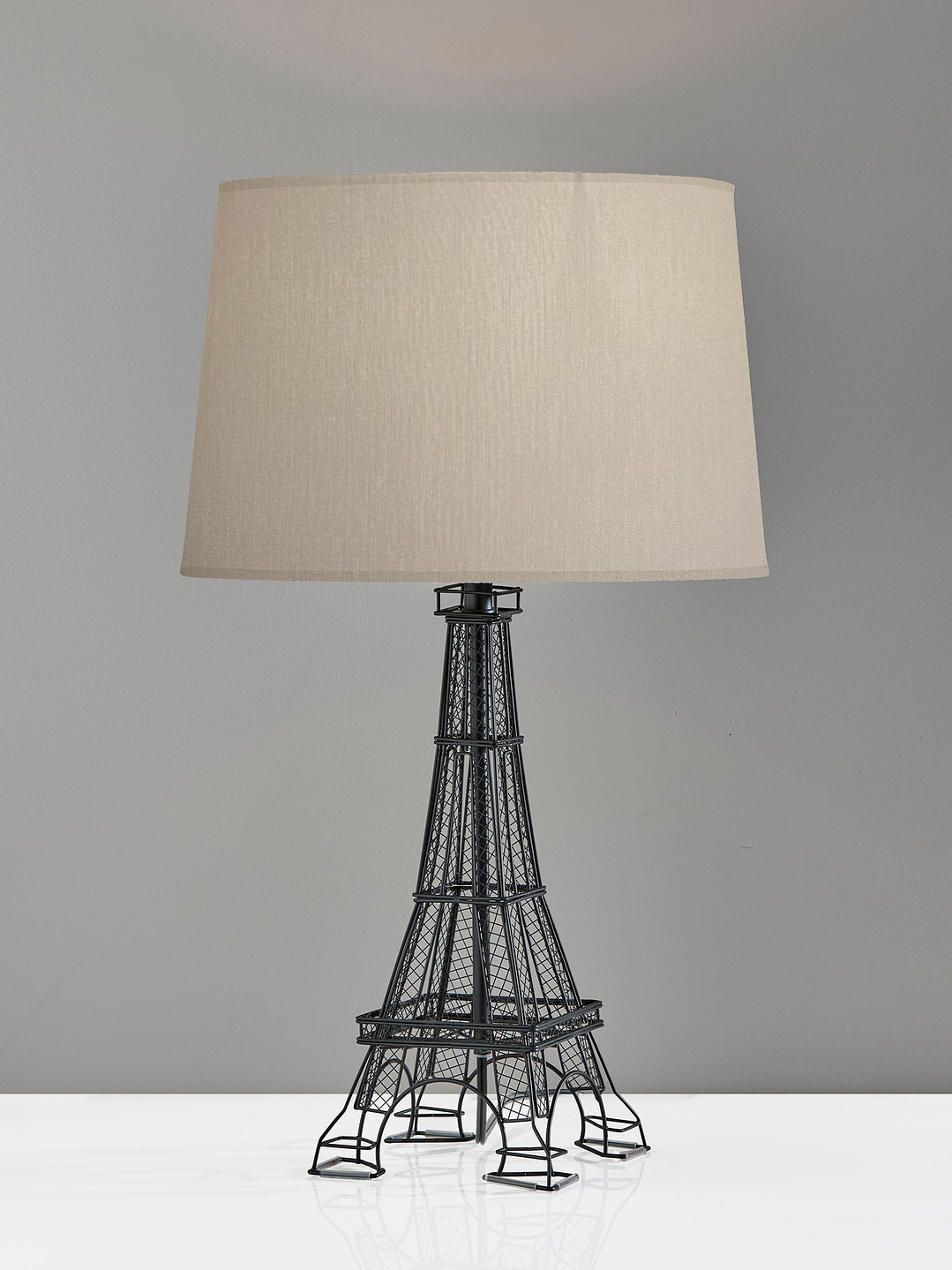 Lámpara de mesa de escritorio París de acrílico negro de 25 pulgadas con pantalla de tambor blanca 9