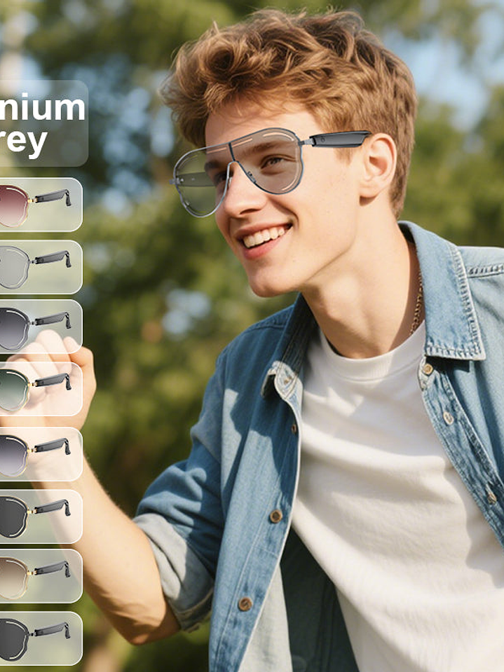 Gafas inteligentes con traducción de IA, compatibles con más de 110 idiomas, con bloqueo de luz azul, grabadora de voz con app, auriculares abiertos y audio Bluetooth. 12