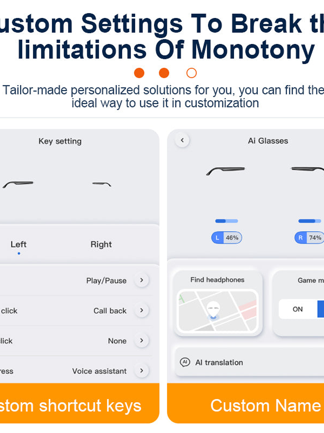 Gafas inteligentes con traducción de IA y Bluetooth para hombres y mujeres, con lentes transparentes que cambian de color en 140 idiomas y altavoz. 3