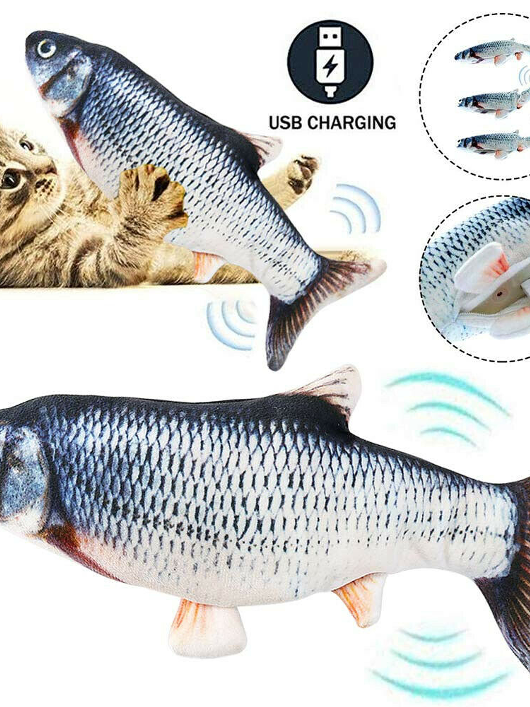 Juguete eléctrico interactivo para gatos con forma de pez 3