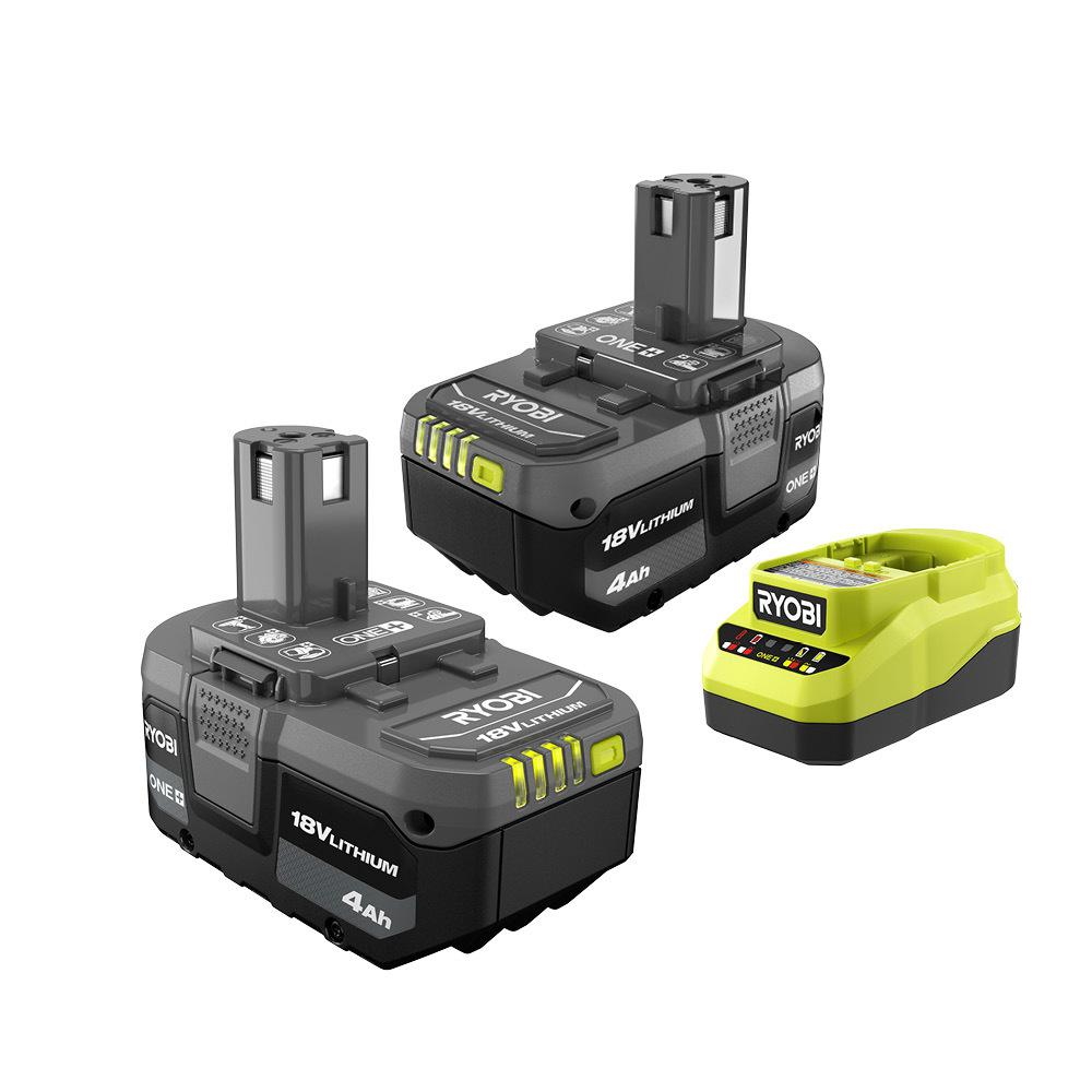 Cargador Rápido y Pack de 2 baterías RYOBI 18V ONE+ 4.0 Ah