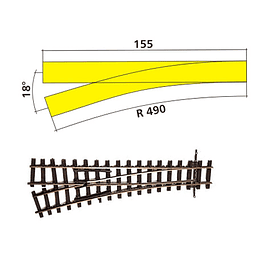 Desvio izq, escala H0m, Tillig 85632