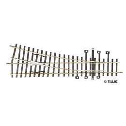 desvio  HO derecho 15 grados, codigo 100, largo de 57 cm, Tillig 82321