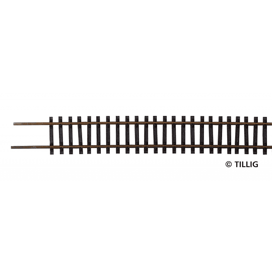 Riel flexible de 664 mm, traviesas de madera, bruñido, escala TT, Tillig 83495