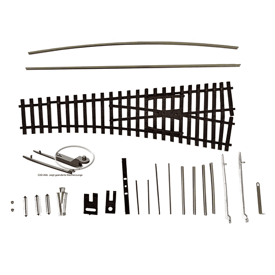 Desvio Derecha para armar, escala TT EW 1 , 15 grados, Tillig 83435 largo de 139,5mm