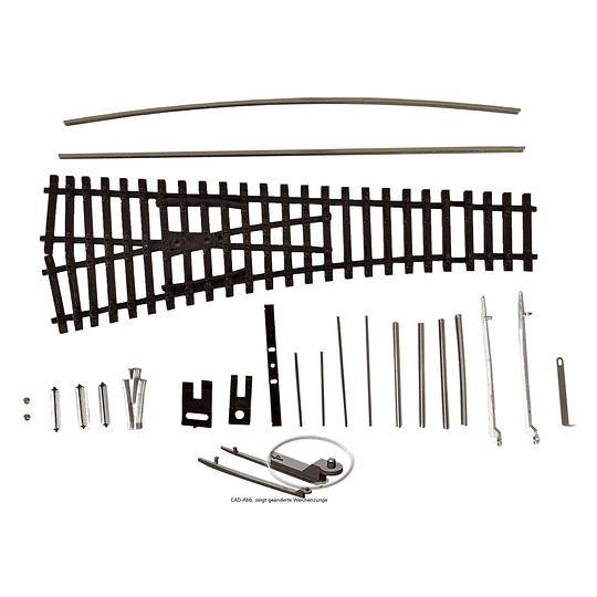 Desvió para armar EW 1 15 grados ,Izq. escala TT,largo de 129,5mm, Tillig 83434