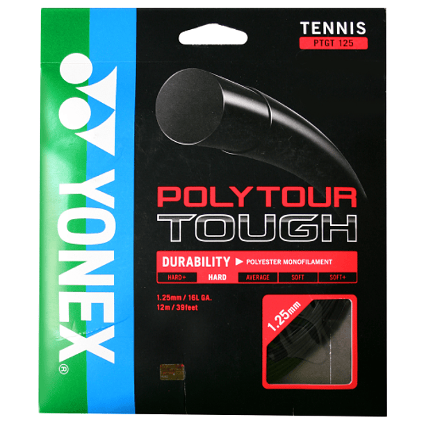 Yonex POLY TOUR TOUGH 1.25 / 16L Negro - Set 1 cuerda 