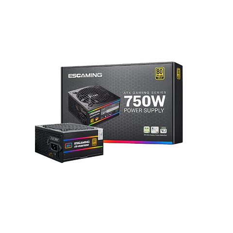 Fuente de Poder ESGAMING ES-RGB750W 750W 80 Plus Gold ATX