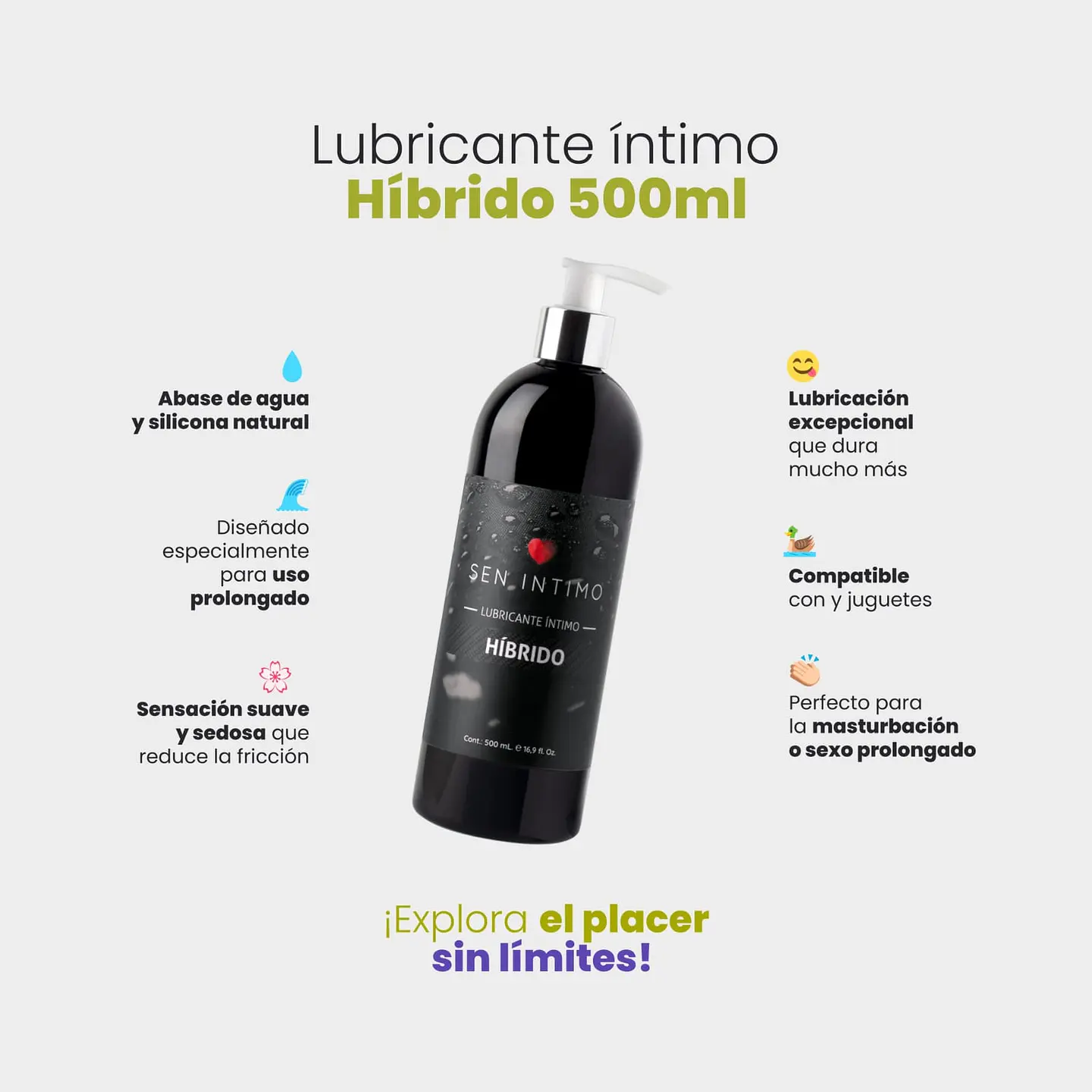 LUBRICANTE HÍBRIDO SEN INTIMO 500 ML  2