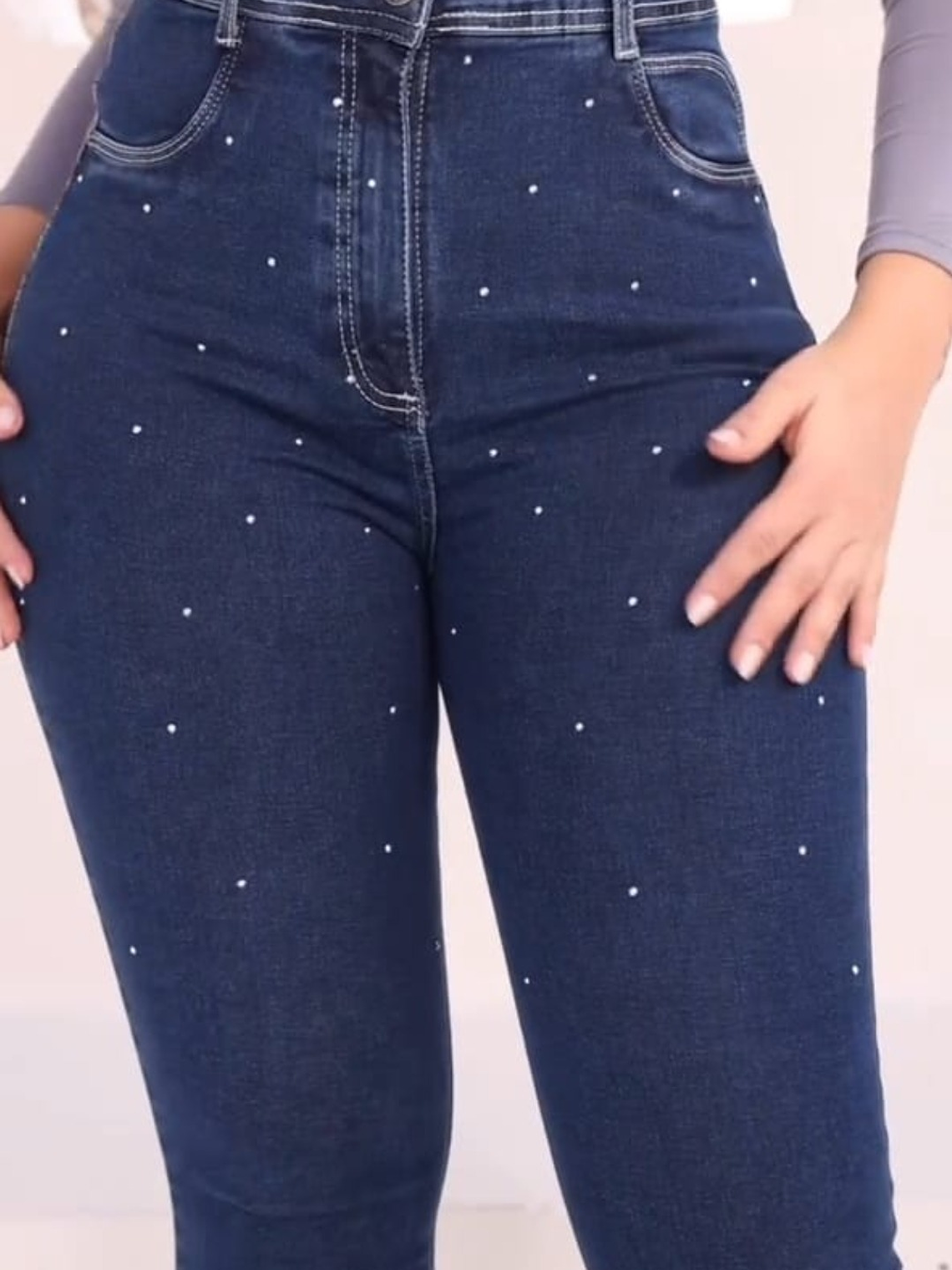 JEANS CON FAJA AZUL CON BRILLITOS  3