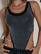 Body Sin Mangas con Imitación de Diamantes y Cadena Lateral imitación  - Miniatura 1