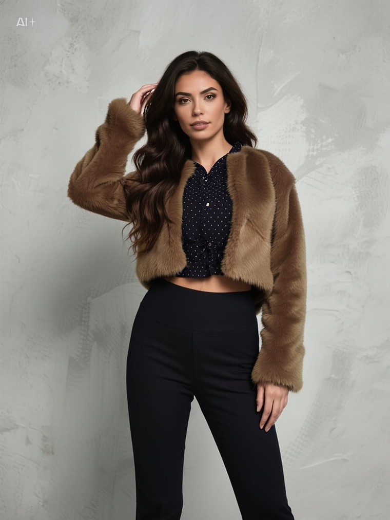 Abrigo de piel café 1