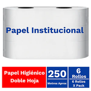PAPEL HIGIÉNICO DOBLE HOJA – 6 x 250  -Intitucional