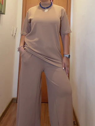 Conjunto Palazo Overzize Camel