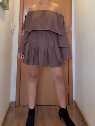 Vestido con short Clara manga larga Marrón 