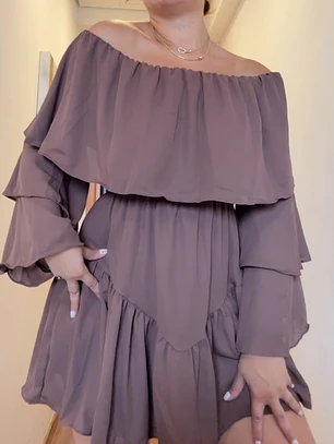 Vestido con short Clara manga larga Marrón 