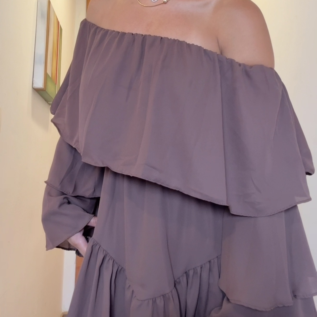 Vestido con short Clara manga larga Marrón  3