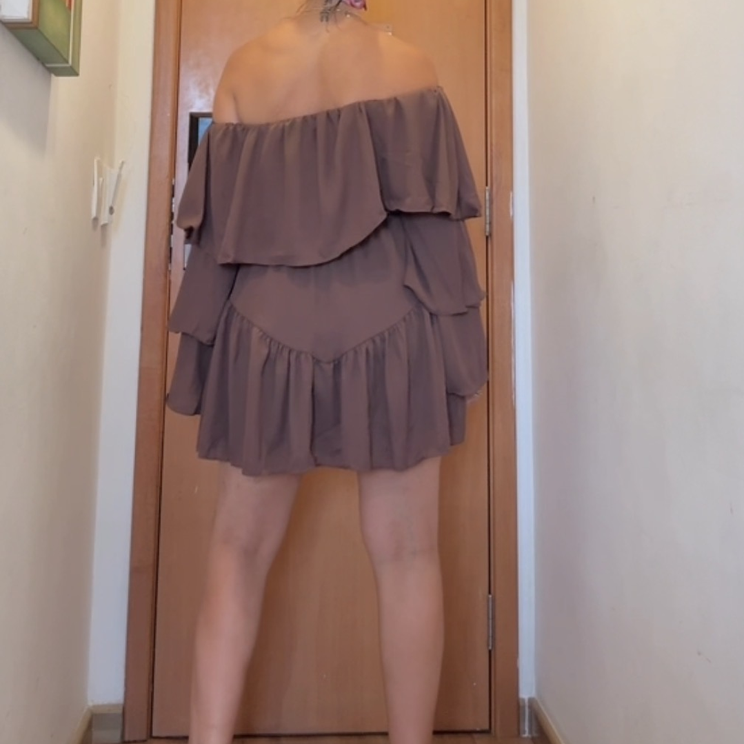 Vestido con short Clara manga larga Marrón  4