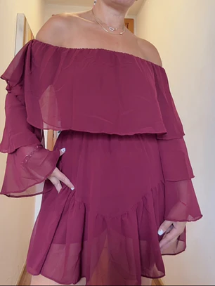 Vestido con short clara vino manga larga 