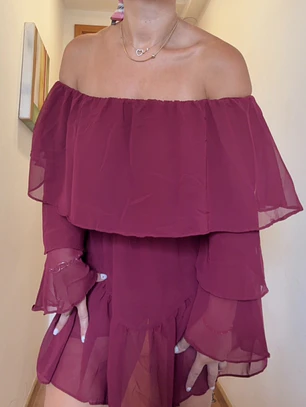 Vestido con short clara vino manga larga 